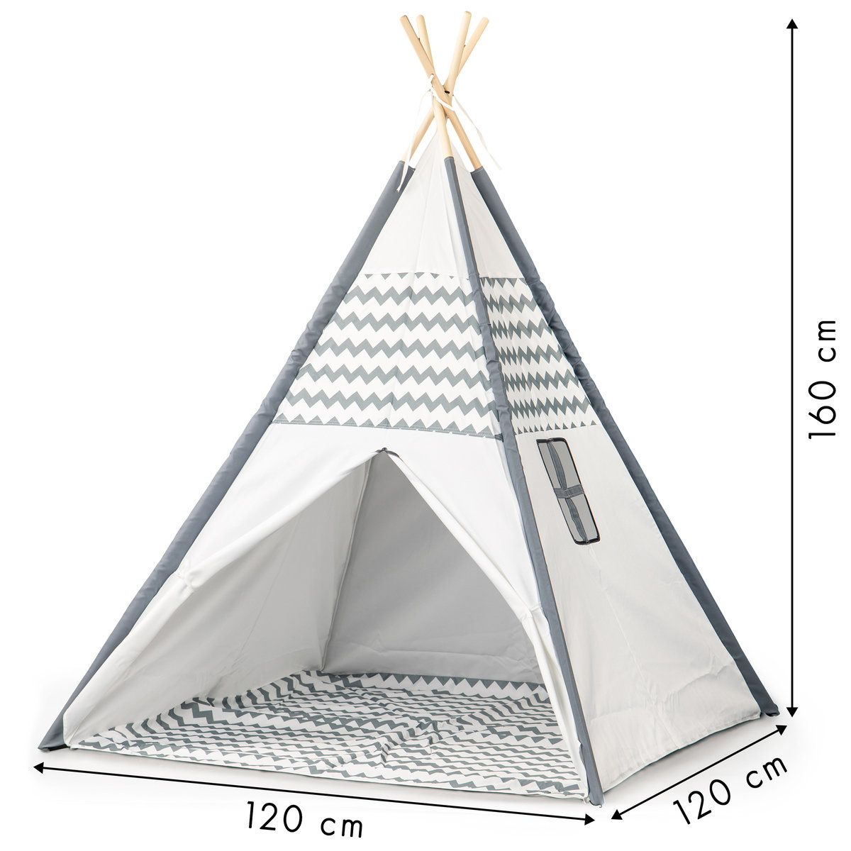 Tipi enfant en tissu 160 cm little house blanc et rose