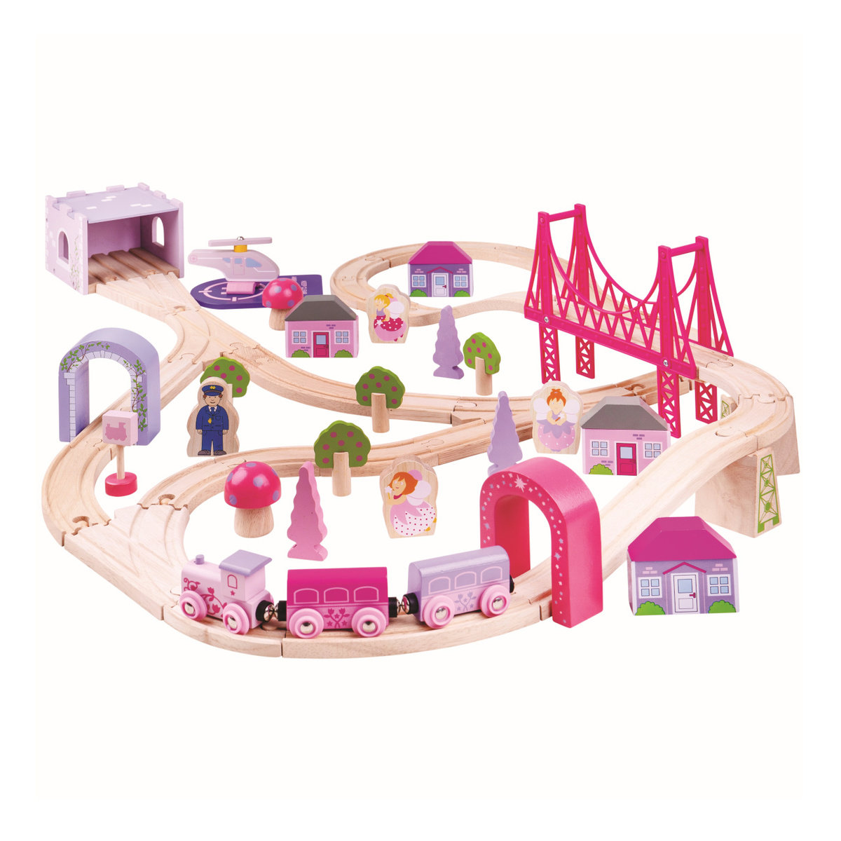 Bigjigs Rail Railway Station Wooden Train Set Toys Kids Toy Set