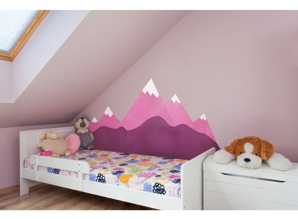 Mousse de protection pour le mur derrière le lit Montagnes - rose 