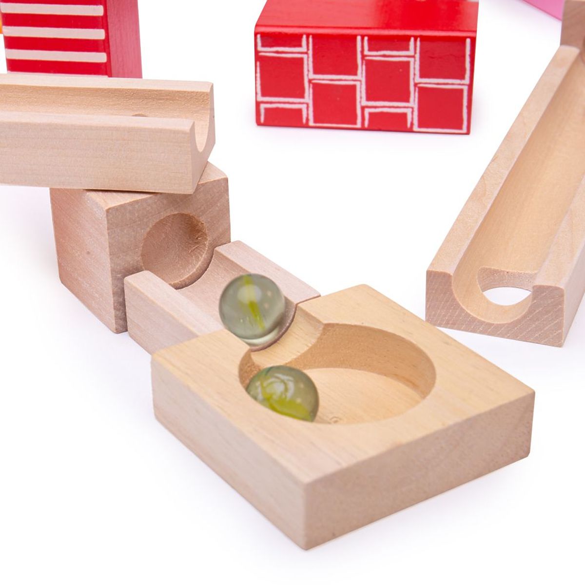 Bigjigs Toys Piste de boules en bois colorée