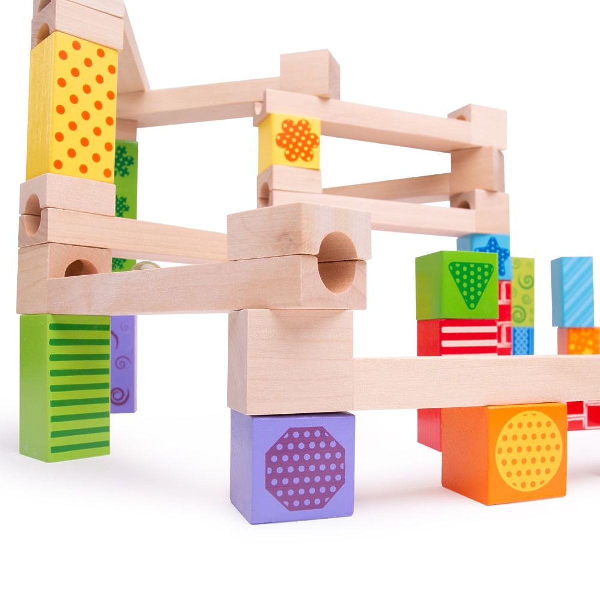 Bigjigs Toys Piste de boules en bois colorée