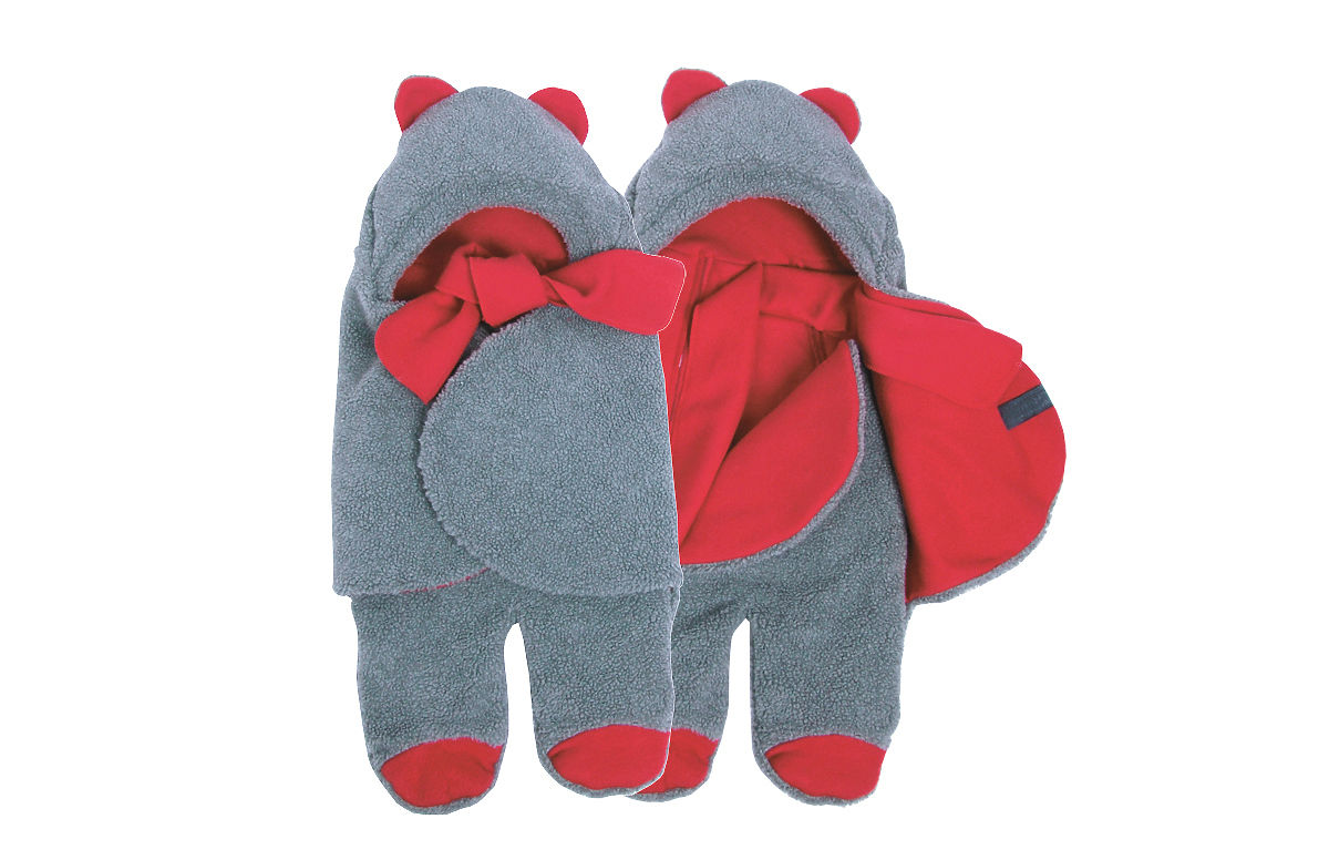Couverture d´emmaillotage universelle / sac de couchage pour poussette et siège auto - rouge et gris