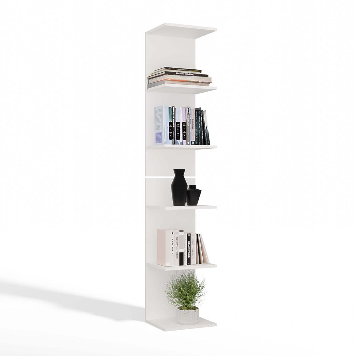 HAUTE ÉTAGÈRE BLANCHE 6P 180 cm 6 Étagères pour Livres et Documents pour Bureau et Salon