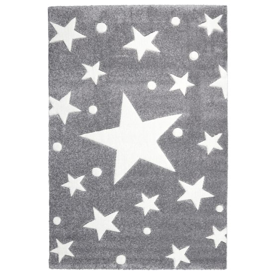 Pour enfants tapis STARS argent-gris/blanc