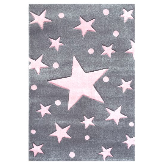 Pour enfants tapis STARS argent-gris/rose
