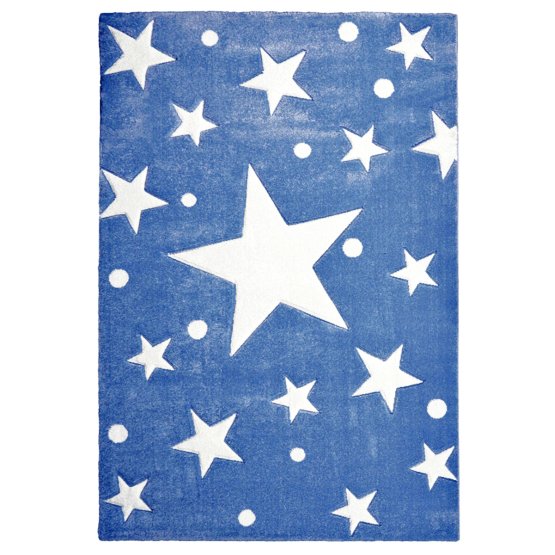 Pour enfants tapis STARS bleu foncé / blanc