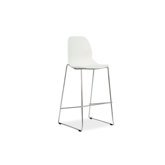 Tabouret de bar chaise ITALO H-2 chrome/ blanc