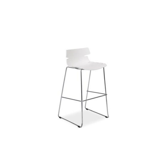 Tabouret de bar chaise FERRO H-2 chrome/ blanc