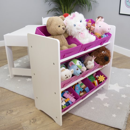 Organisateur de jouets Ourbaby avec boîtes roses