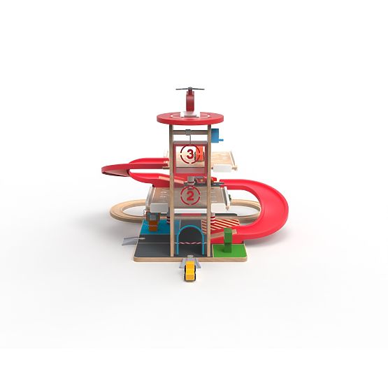 2Kids Toys Garage en bois avec circuit de train