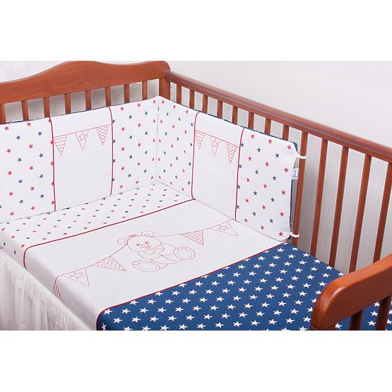 3-dílné literie à lit bébé - Ours en peluche en couleurs