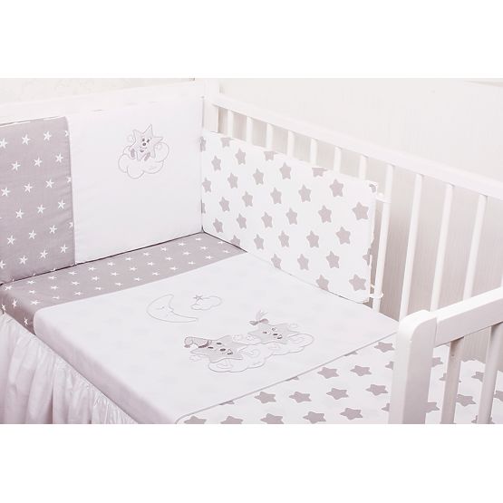 3-dílné literie à lit bébé - Silver Étoile