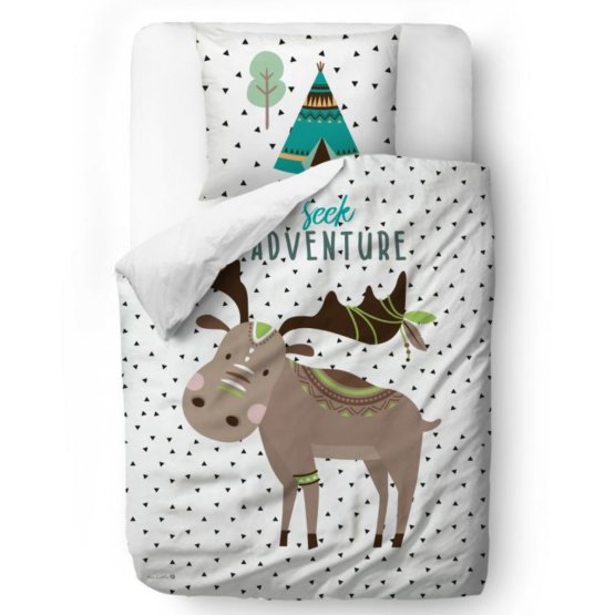 Monsieur. Little Fox Bedding Moose - couverture: 135 x 200 cm oreiller: 60 x 50 cm