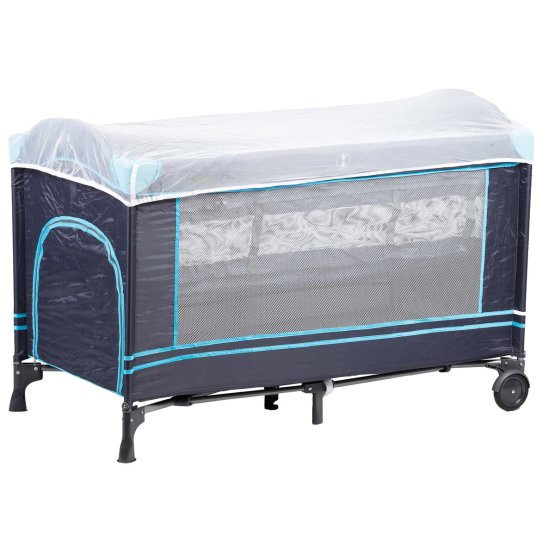 Lit de voyage anti-moustiques avec matelas - bleu foncé