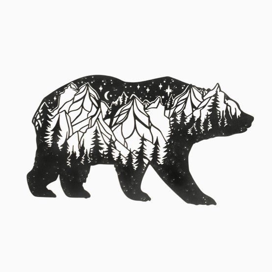 Peinture géométrique en bois - Bear Mountains - différentes couleurs Couleur: noire