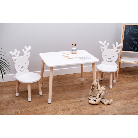 Table enfant avec chaises - Cerf - blanche