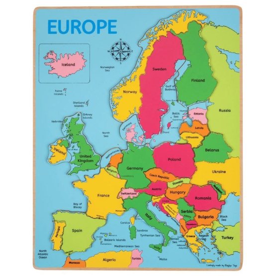 Bigjigs Toys Puzzle en bois carte de l'Europe 25 pièces