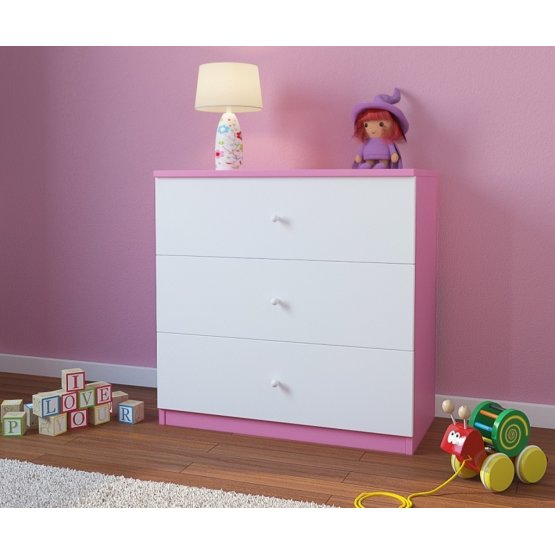 Commode pour enfants Ourbaby - rose-blanc