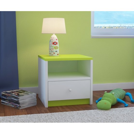 Table de chevet Ourbaby pour enfants - vert-blanc