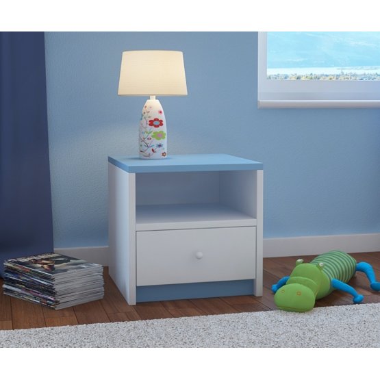 Table de chevet enfant Ourbaby - bleu-blanc