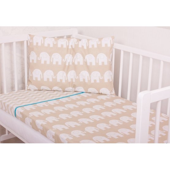 Linge de lit à lit bébé - Éléphants - brown