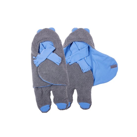 Couverture d´emmaillotage universelle / sac de couchage pour poussette et siège auto – gris et bleu 