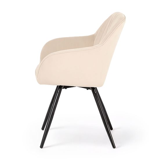 4x Chaise pivotante en velours avec surpiqûres Beige TURNO Pieds noirs