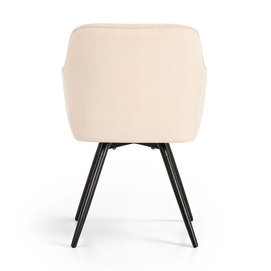 4x Chaise pivotante en velours avec surpiqûres Beige TURNO Pieds noirs
