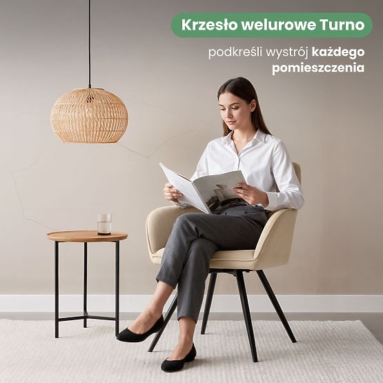 4x Chaise pivotante en velours avec surpiqûres Beige TURNO Pieds noirs