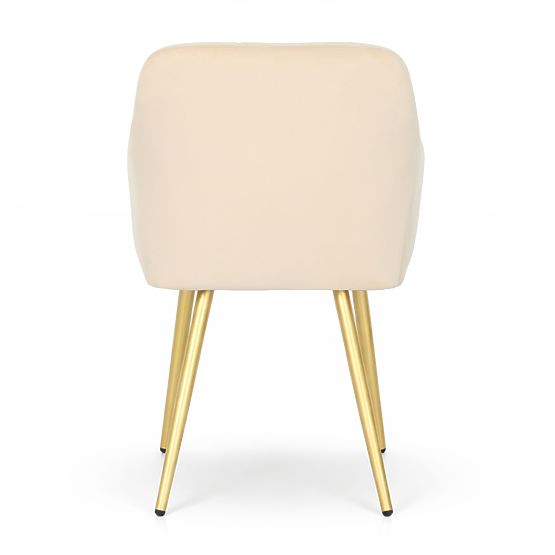 4x Chaise rembourrée avec surpiqûres carrées Beige LUXANO Pieds dorés