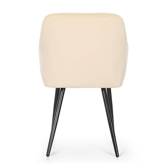 4x Chaise rembourrée avec surpiqûres carrées Beige LUXANO Pieds noirs