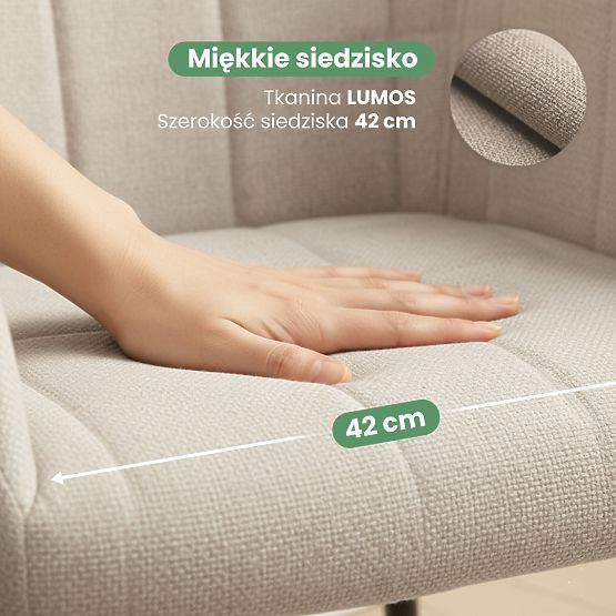 4x Chaise rembourrée avec surpiqûres carrées Beige LUXANO Pieds noirs tissu Lumos