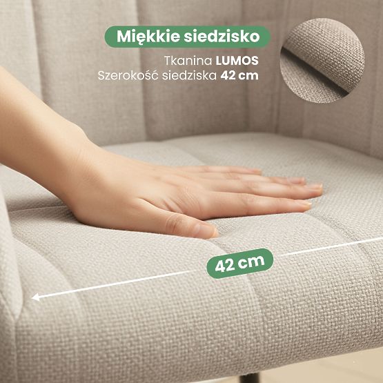 4x Chaise rembourrée avec surpiqûres carrées Beige LUXANO Pieds noirs tissu Lumos