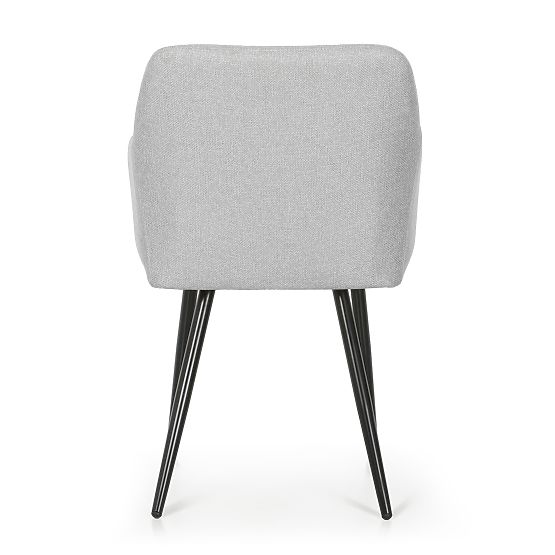 4x Chaise rembourrée avec surpiqûres carrées Gris Clair LUXANO Pieds noirs tissu Lumos