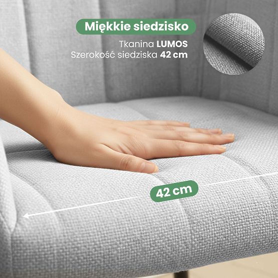 4x Chaise rembourrée avec surpiqûres carrées Gris Clair LUXANO Pieds noirs tissu Lumos