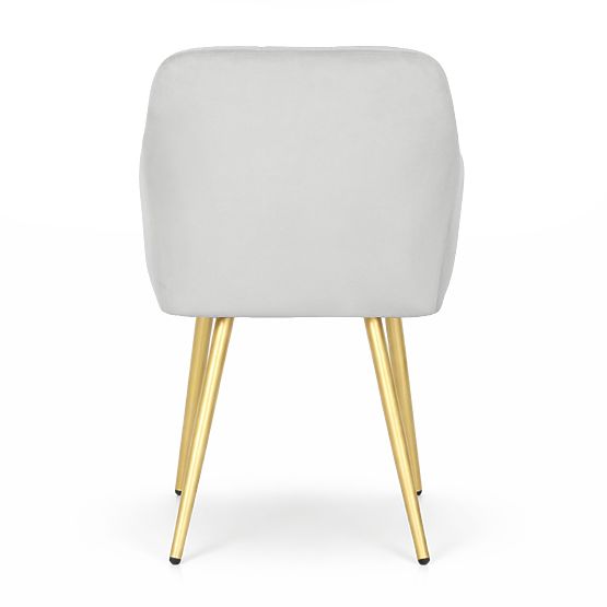 4x Chaise rembourrée avec surpiqûres carrées Grise LUXANO Pieds dorés