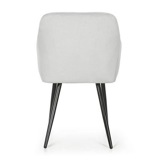 4x Chaise rembourrée avec surpiqûres carrées Grise LUXANO Pieds noirs