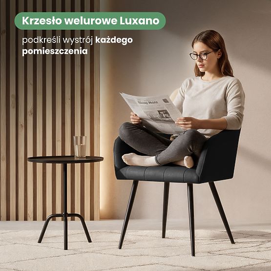 4x Chaise rembourrée avec surpiqûres carrées Noire LUXANO Pieds noirs