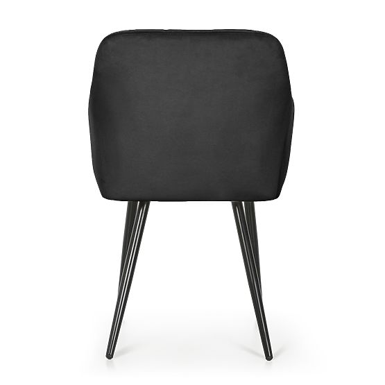 4x Chaise rembourrée avec surpiqûres carrées Noire LUXANO Pieds noirs