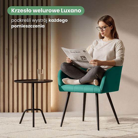 4x Chaise rembourrée avec surpiqûres carrées Vert bouteille LUXANO Pieds noirs