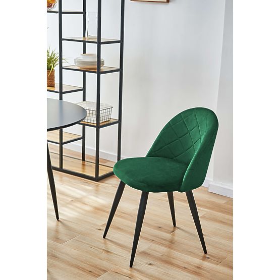 4x Chaises en Velours Rembourrées SJ.077 Vert Bouteille