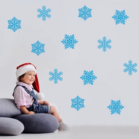 Noël décoration pour mur - Bleu flocons de