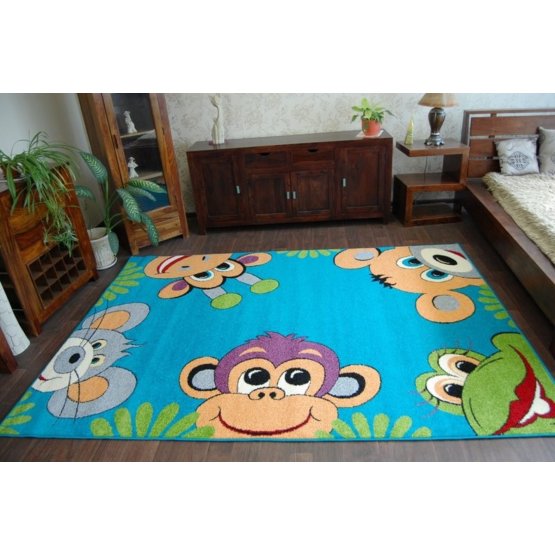 Pour enfants tapis Monkey - turquoise
