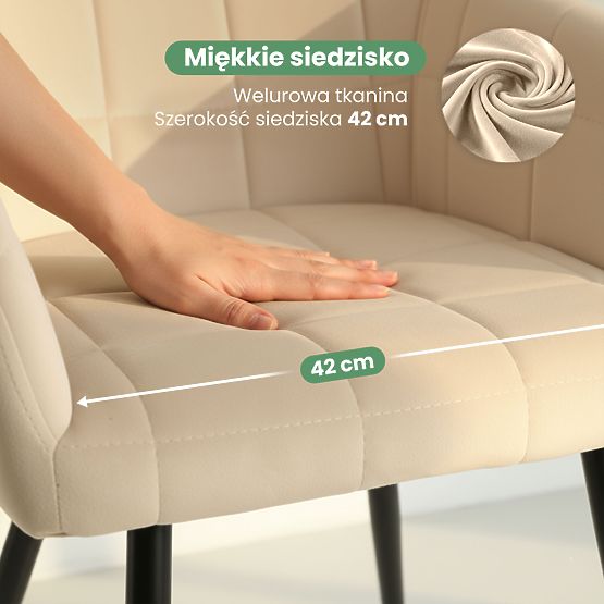 6x Chaise rembourrée avec coutures carrées Beige LUXANO Pieds noirs