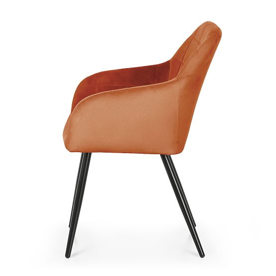 6x Chaise rembourrée avec surpiqûres carrées Cuivre LUXANO Pieds noirs