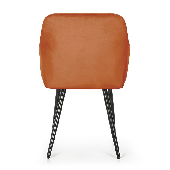 6x Chaise rembourrée avec surpiqûres carrées Cuivre LUXANO Pieds noirs