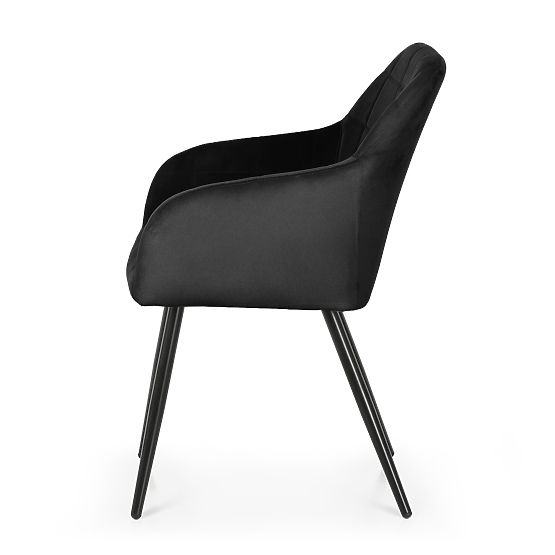 6x Chaise rembourrée avec surpiqûres carrées Noire LUXANO Pieds noirs