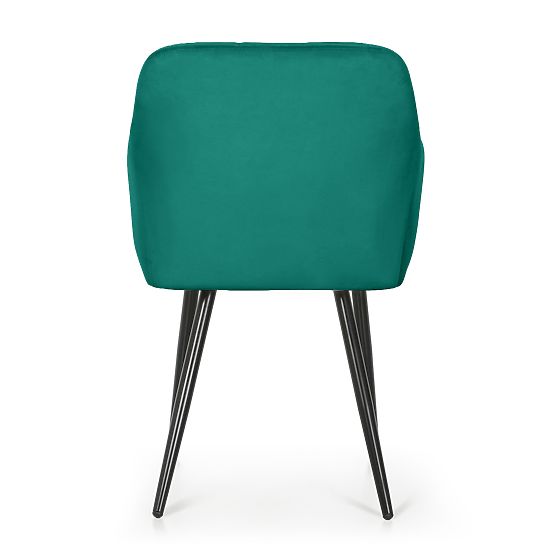 6x Chaise rembourrée avec surpiqûres carrées Vert Bouteille LUXANO Pieds Noirs