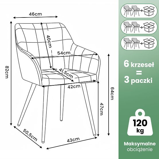6x Chaise Rembourrée avec Surpiqûres Carrées Vert Émeraude LUXANO Pieds Dorés