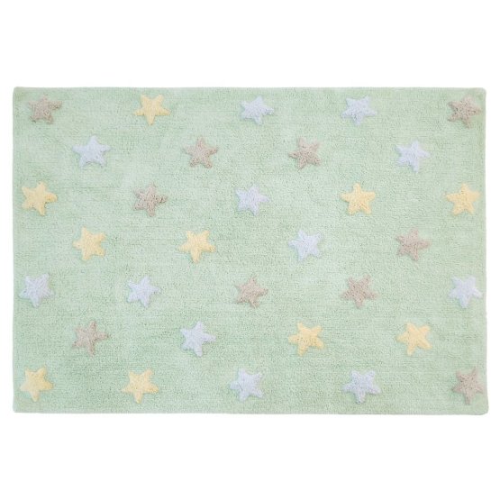 Tapis enfant avec étoiles Tricolor Stars - Soft Mint